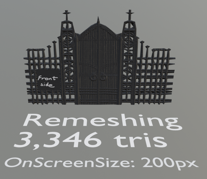 Bad looking remeshed gate at 3346 tris