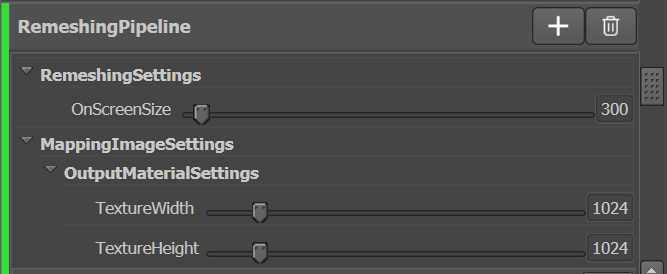 Remeshing pipeline settings
